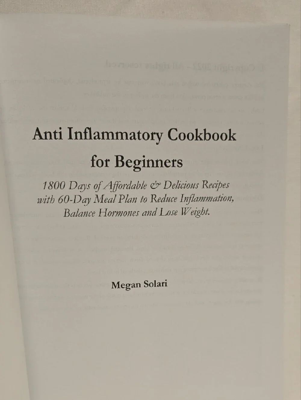 COOKBOOK Anti-Inflammatory Cookbook for Beginners (2023 Edition)